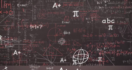 Image of mathematical equations on black background