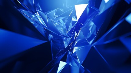 Abstract Blue Crystal Shard Geometric Design