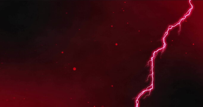 Image of red spots and red lightning on black and red background - Powered by Adobe