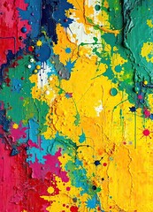 Fototapeta premium Vibrant abstract painting background with thick oil paint texture and multicolor backdrop , dimensional, emotive