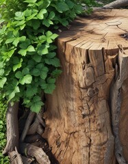 Fresh green foliage growing out of tree stump , foliage, green, forest