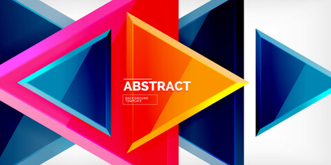 Abstract background - colorful triangles with 3d effect. Vector Illustration For Wallpaper, Banner, Background, Card, Book Illustration, landing page