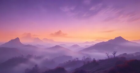 Pastel purple and orange hues with a misty foggy background , soft focus,
