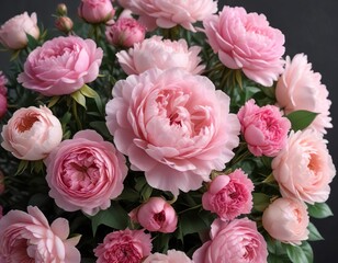 Beautifully arranged bouquet of pink roses, peonies, and carnations, carnations, beautiful, pink