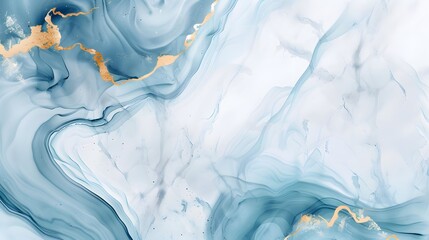 Fototapeta premium Abstract Blue and Gold Ink Swirl Art Painting