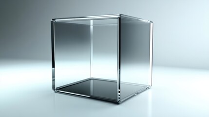 Transparent Glass Cube Display Case Empty Modern