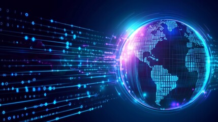 Obraz premium Digital globe with glowing connections and data.