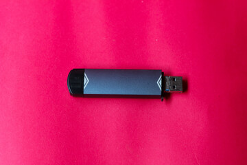USB memory device data storage isolated red background