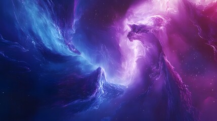 Abstract Cosmic Nebula Swirling Blue And Purple Hues