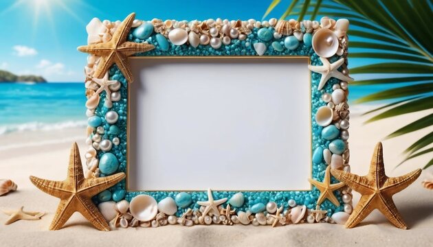 Seashell Decorated Photo Frame Beach Vacation Summer Ocean Coastal