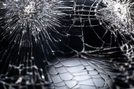 Shattered screen Glass Texture Close-Up