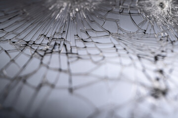 Broken phone screen closeup