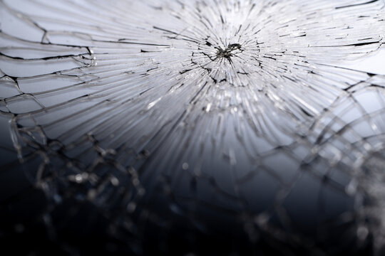 Broken phone screen closeup