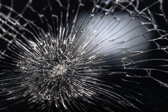 Broken phone screen closeup