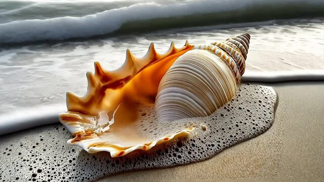 Seashell in the Receding Waves