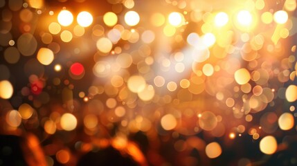 Blurred faces shine with joy and dedication under the spotlight.