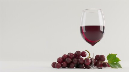 Photorealistic and finely detailed image of a wine glass with grapes
