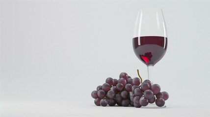 Photorealistic and finely detailed image of a wine glass with grapes
