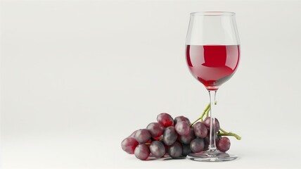 Photorealistic and finely detailed image of a wine glass with grapes
