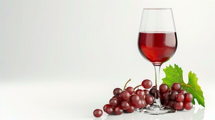 Photorealistic and finely detailed image of a wine glass with grapes

