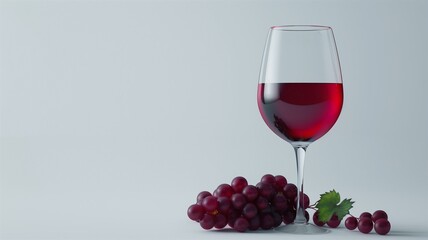 Photorealistic and finely detailed image of a wine glass with grapes
