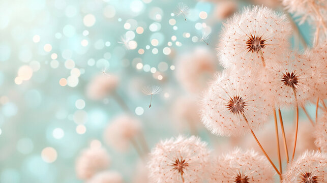 soft, airy dandelion fluff floating gently in the breeze, symbolizing purity, freedom, and the beauty of nature, creating a serene, minimalist aesthetic perfect for a calming atmosphere