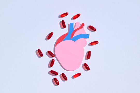 Conceptual Image of Heart Health with Pills