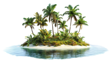 Island with palm trees transparent background