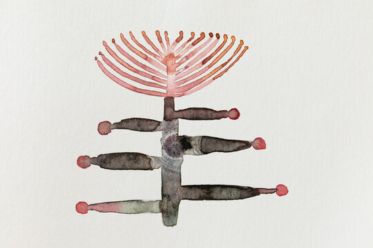 Watercolor floral painting abstract flower