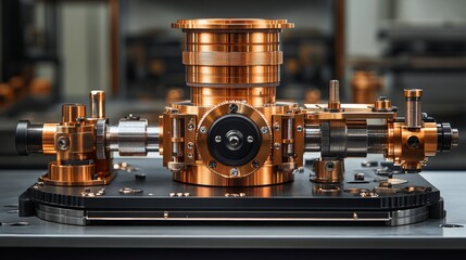 Fototapeta premium Precision Copper Mechanical Components in Focus