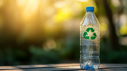 single clear plastic bottle with a striking blue label, symbolizing purity, sustainability, and modern design. Represents hydration, eco-awareness, and minimalistic living
