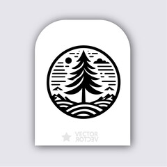 pine tree icon celebration logo