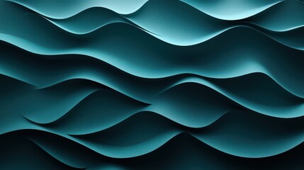 Fototapeta premium Abstract teal wave pattern, 3D rendering of wavy, layered surfaces.