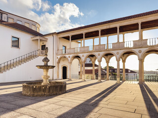 Sunset at inner courtyard of National Museum Machado de Castro in Old Upper Town in Coimbra