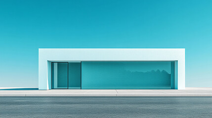 sleek, minimalist modern glass building reflecting the sky, symbolizing transparency, innovation, and futuristic architecture. Its clean lines evoke simplicity and efficiency