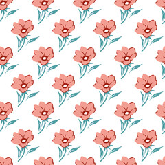 Red Bloom Petal Flower Minimalistic Pattern. The design is both sophisticated and minimalistic, perfect for textiles, stationery, and home decor projects.