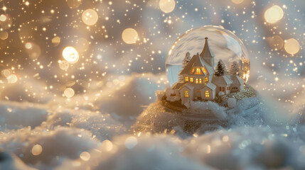 a snow globe with a miniature christmas village