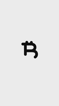 Bitcoin outline icon simple animation on black and white background.