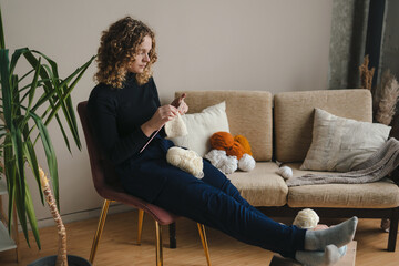 Enjoying Cozy Knitting Moments at Home Surrounded by Yarn and Your Own Creativity