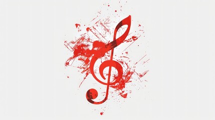 Colorful musical notes, hand drawn in grunge style, icon isolated on white,