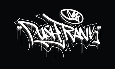 PUSH RANK graffiti tag style design
