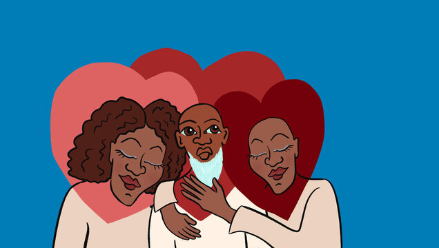 Diverse family hug