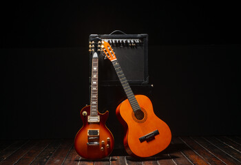 abstract musical background with guitars