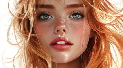 Fototapeta premium A close-up portrait of a young woman with striking features and vibrant hair.