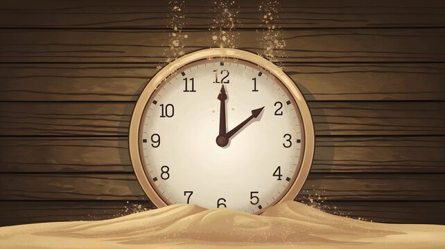 A beautiful clock mounted on a rustic wooden wall displays the time as 420