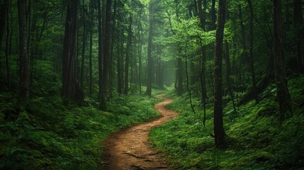 Obraz premium Enchanted Forest Path: A Mystical Journey Through Verdant Woods