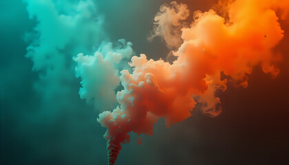 colorful clouds of smoke against a blue sky