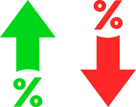 Set of Up and down percentage icon. Percent arrow up and down symbols. Financial growth concept