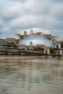 Danube River and Buda Castle in Budapest, Hungary, kaleidoscopic image
