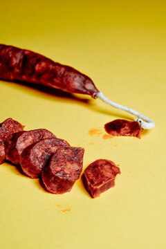 sliced chorizo, a spanish cured sauasge